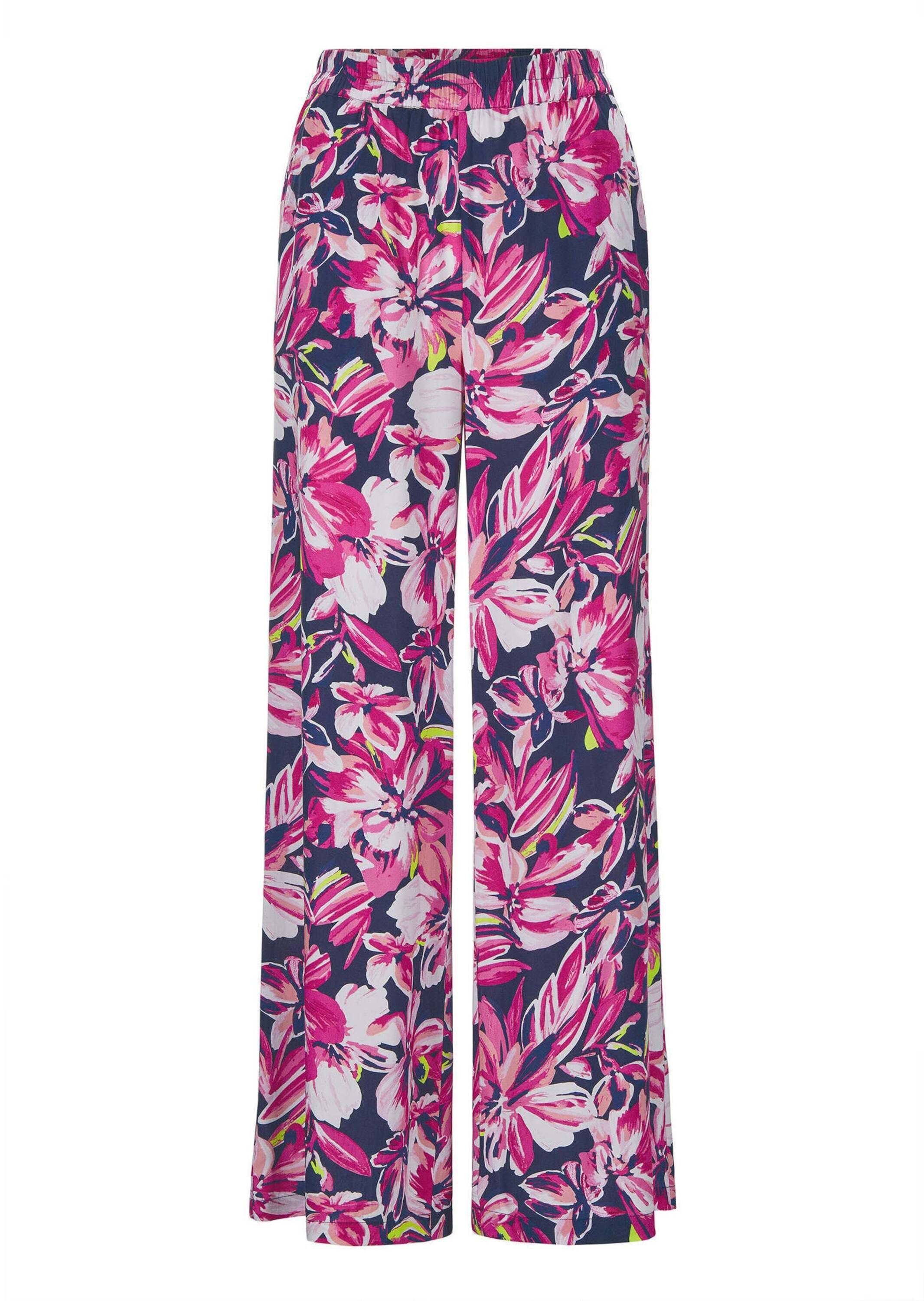 GOLDNER Schlupfhose Elegante Hose VERA mit Blütendruck Weite Hose mit floralem Muster und Dehnbund