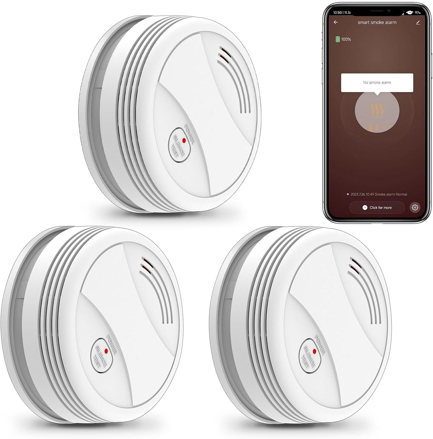 Daskoo Smart Home Rauchwarnmelder WLAN-Brandmelder mit App-Benachrichtigung Rauchmelder