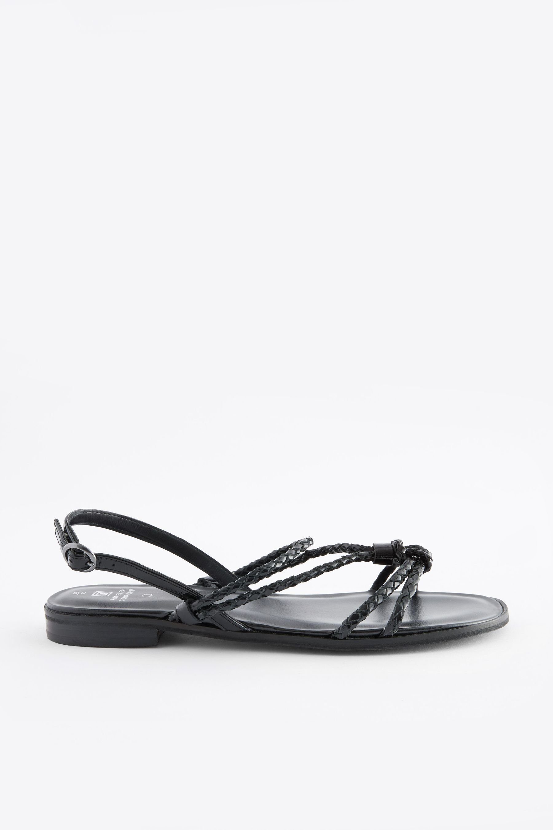 Black geflochtene Leder-Sandalen (1-tlg) Next Forever Comfort® Sandale