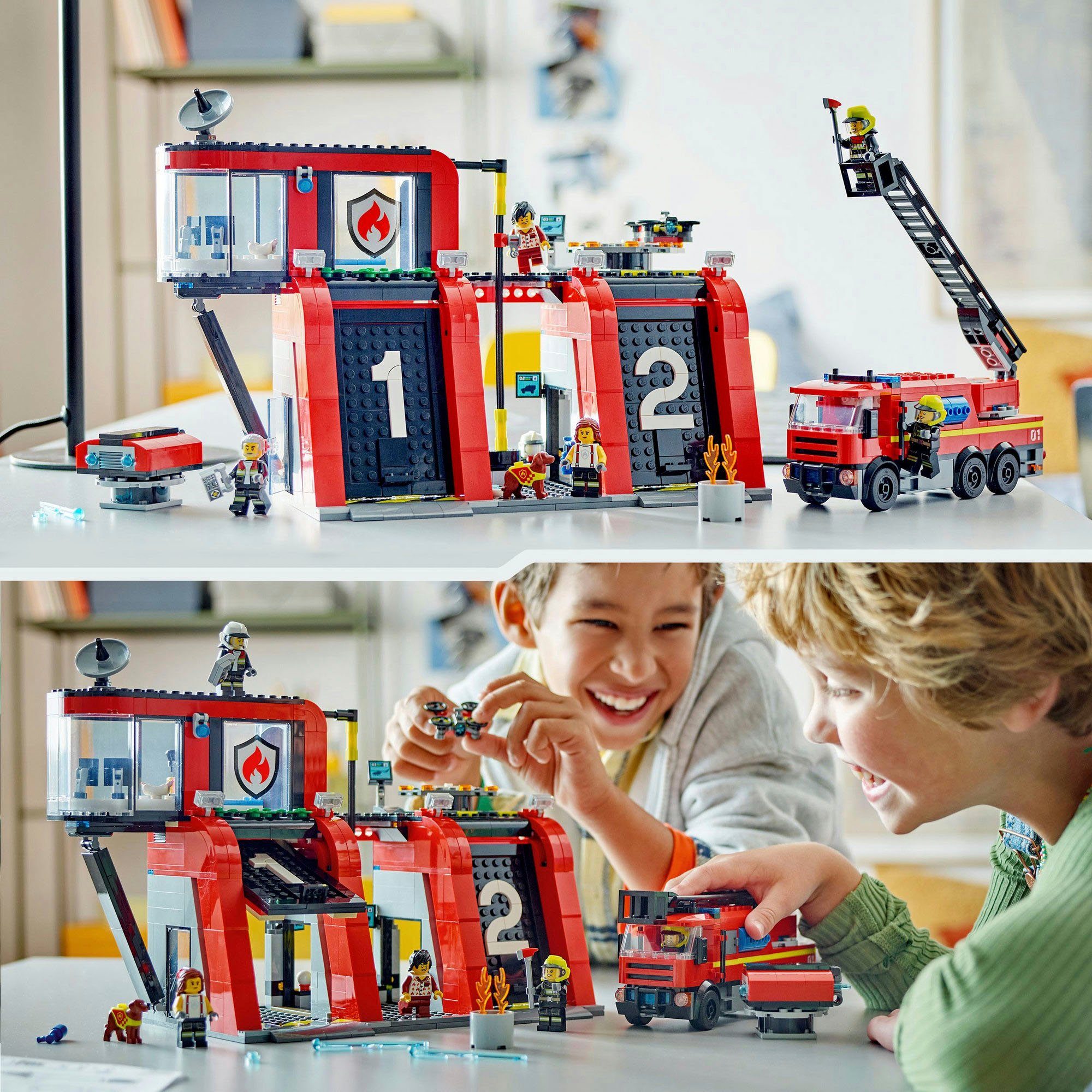 LEGO® Feuerwehrstation mit Drehleiterfahrzeug (60414), LEGO City Konstrukti günstig online kaufen