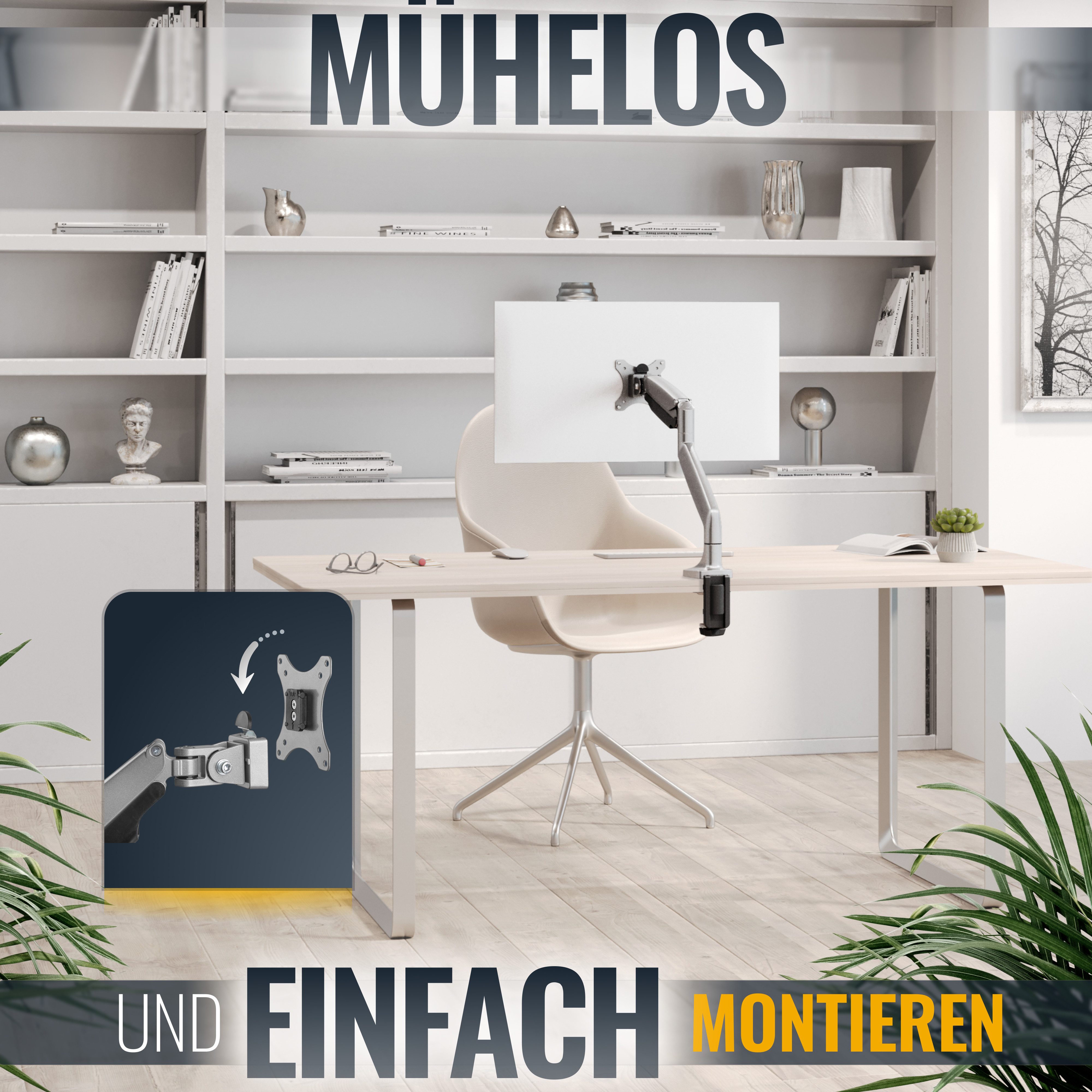 RICOO Monitor-Halterung Monitor TV Tischhalterung höhenverstellbar schwenkbar neigbar TS9711, (bis 30 Zoll, VESA 75x75 und 100x100, 1-tlg., min.1 Kg - max.9 kg Belastbarkeit, von 32-76 cm (13"-30) Diagonale, neigbar +/-90°, schwenkbar bis 180°, drehbar bis 180)
