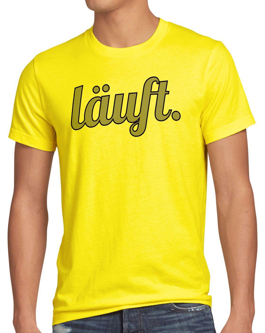 style3 Print-Shirt Herren T-Shirt läuft Funshirt Spruchshirt Shirt Fun bei dir meme kult mir top gelb
