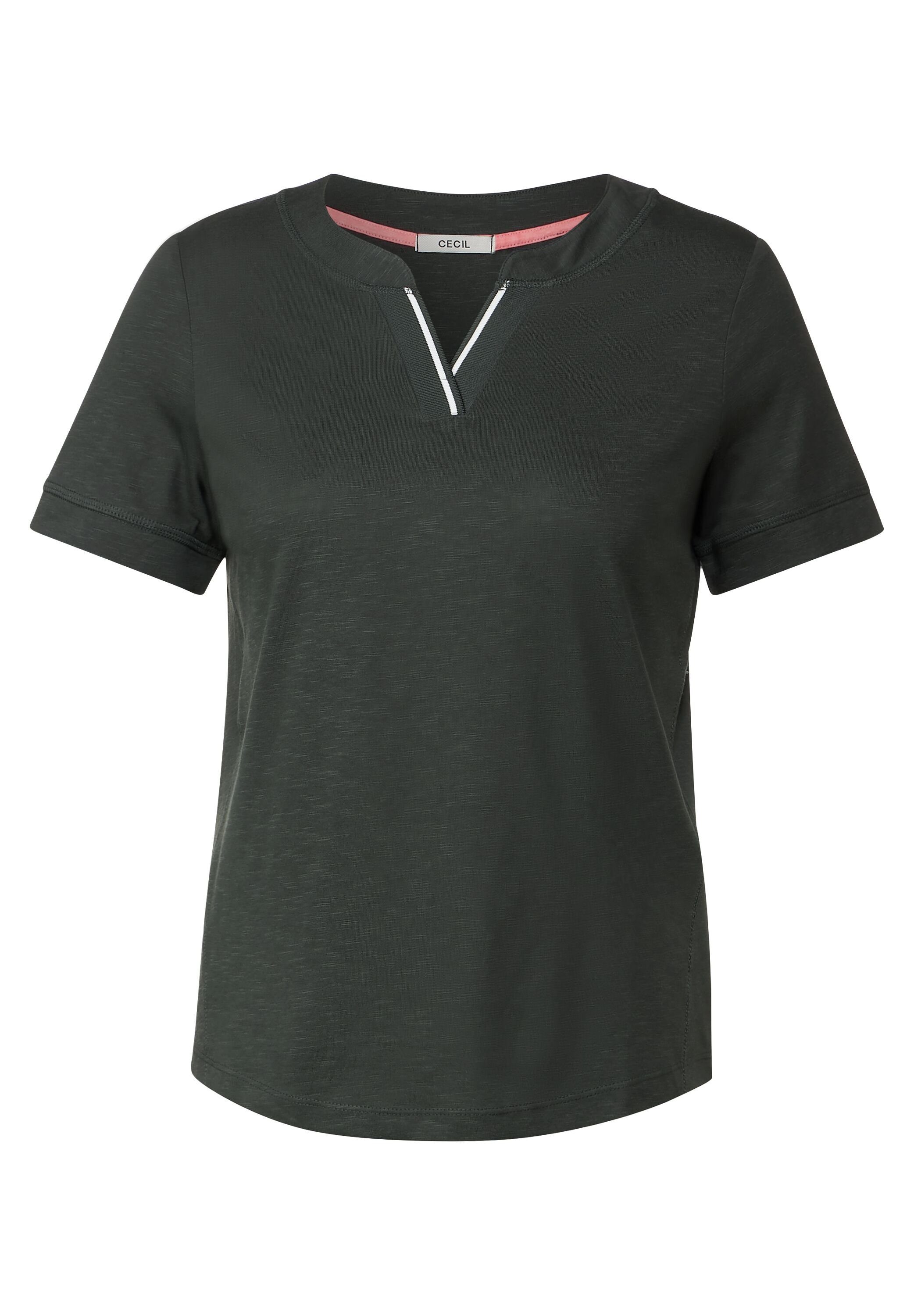 in easy Unifarbe khaki T-Shirt Cecil