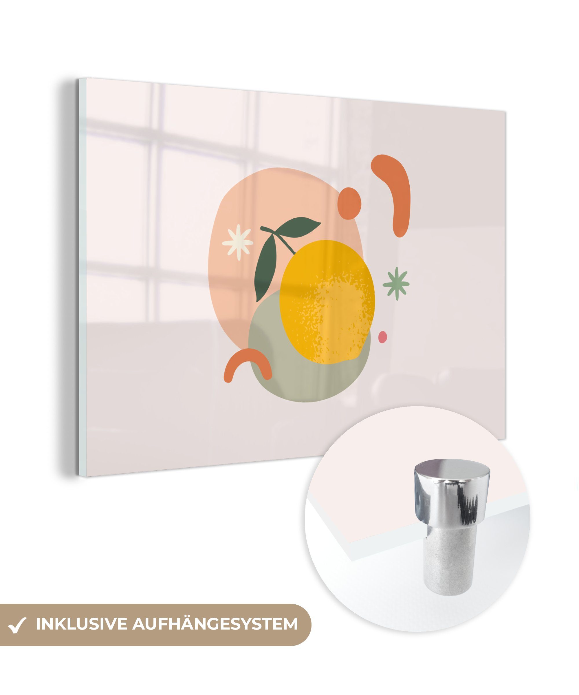 MuchoWow Acrylglasbild Zitrone - Obst - Pastell, (1 St), Acrylglasbilder Wohnzimmer & Schlafzimmer