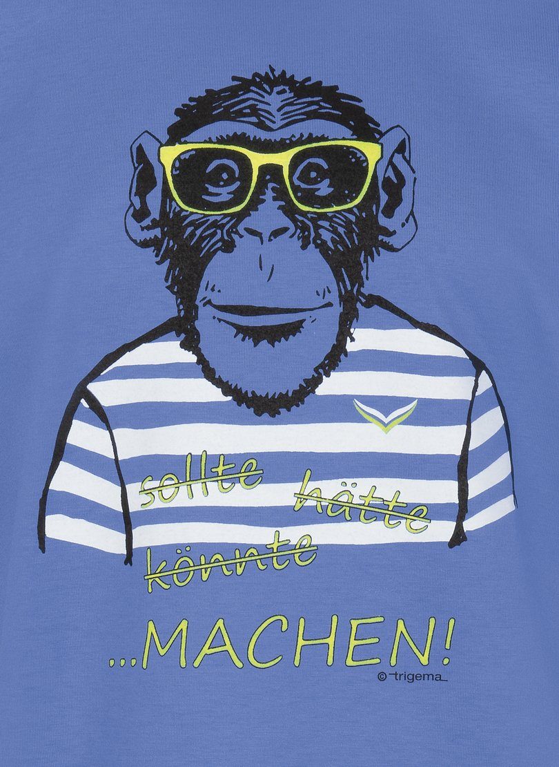 mit T-Shirt TRIGEMA T-Shirt Affen-Aufdruck großem lavendel Trigema