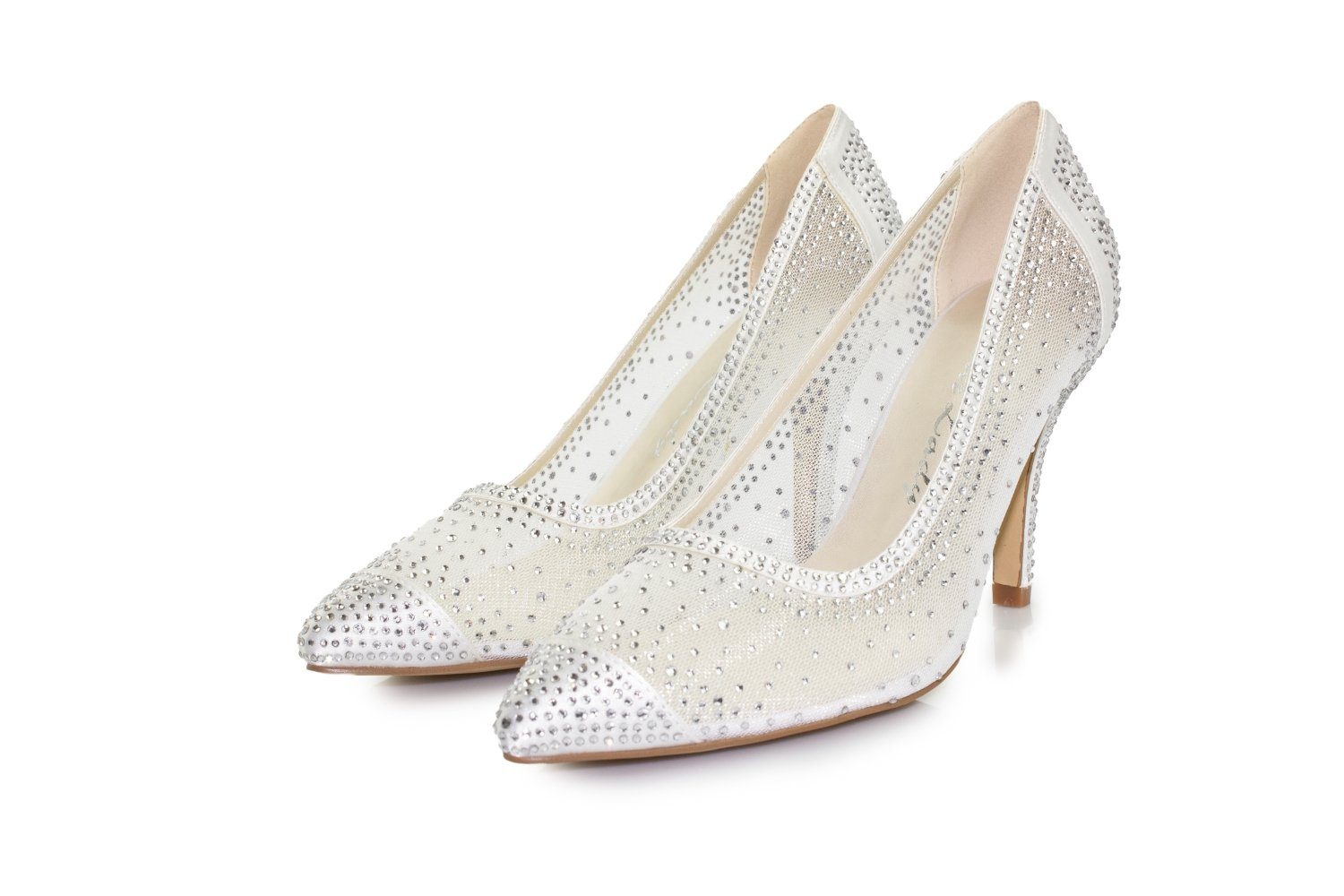 White Lady 930 ivory Mesh-Strass - Brautschuh Pumps