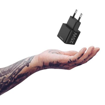 Hama Schnellladegerät, USB-C, PD/Qualcomm®, Mini-Ladegerät, 25 W, Schwarz Schnelllade-Gerät