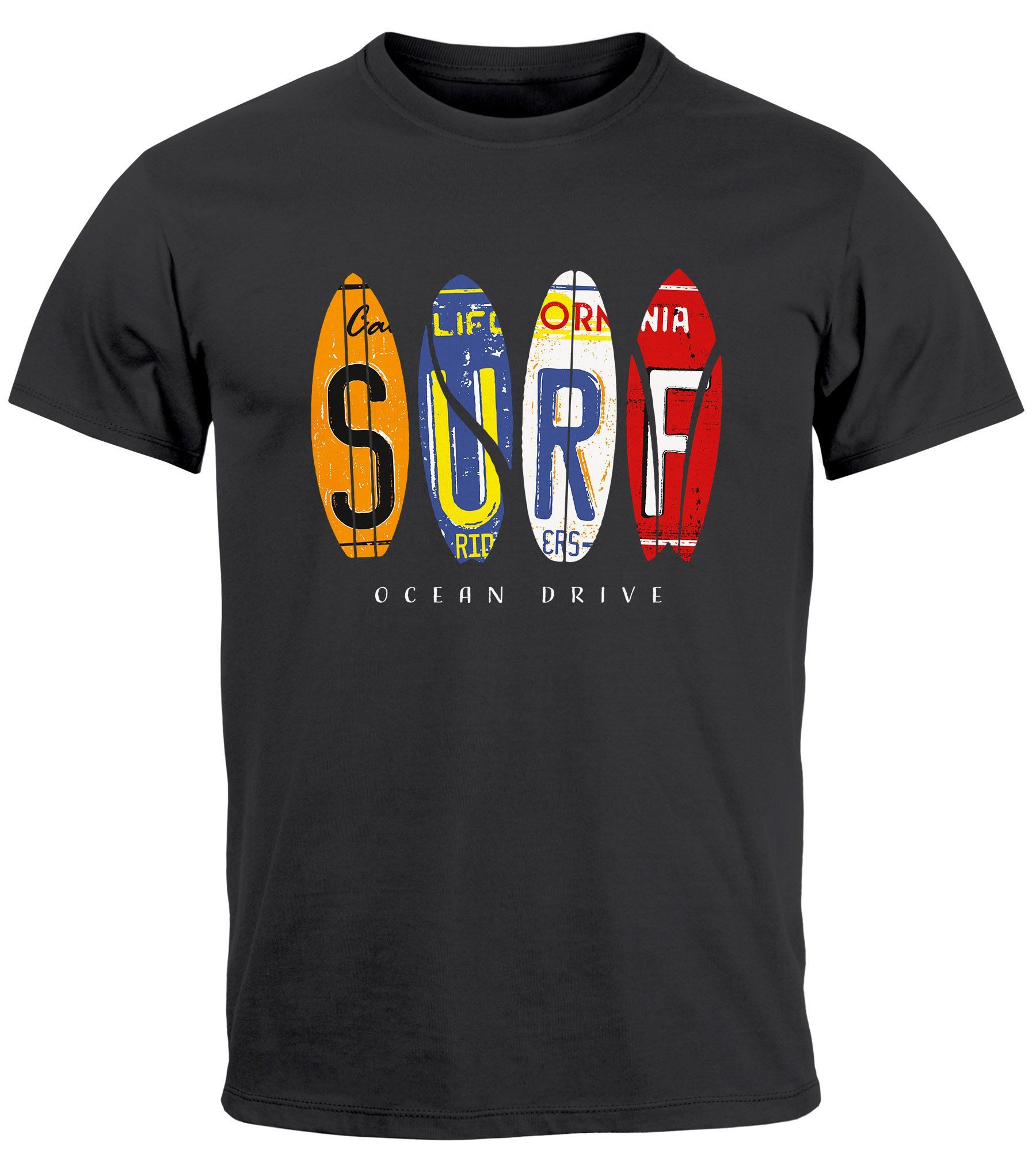 Neverless Print-Shirt Herren T-Shirt Print Surfboards California Surfing Oc günstig online kaufen