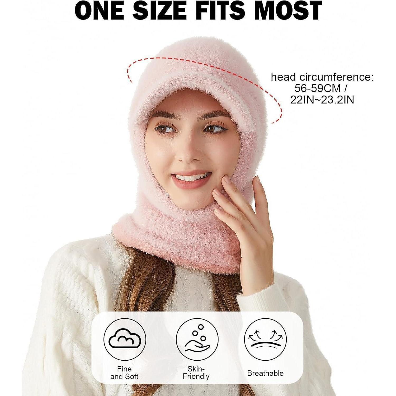 LuxusKollektion Sturmhaube Strickmütze Damen Mädchen Sturmhaube Fleece Rosa