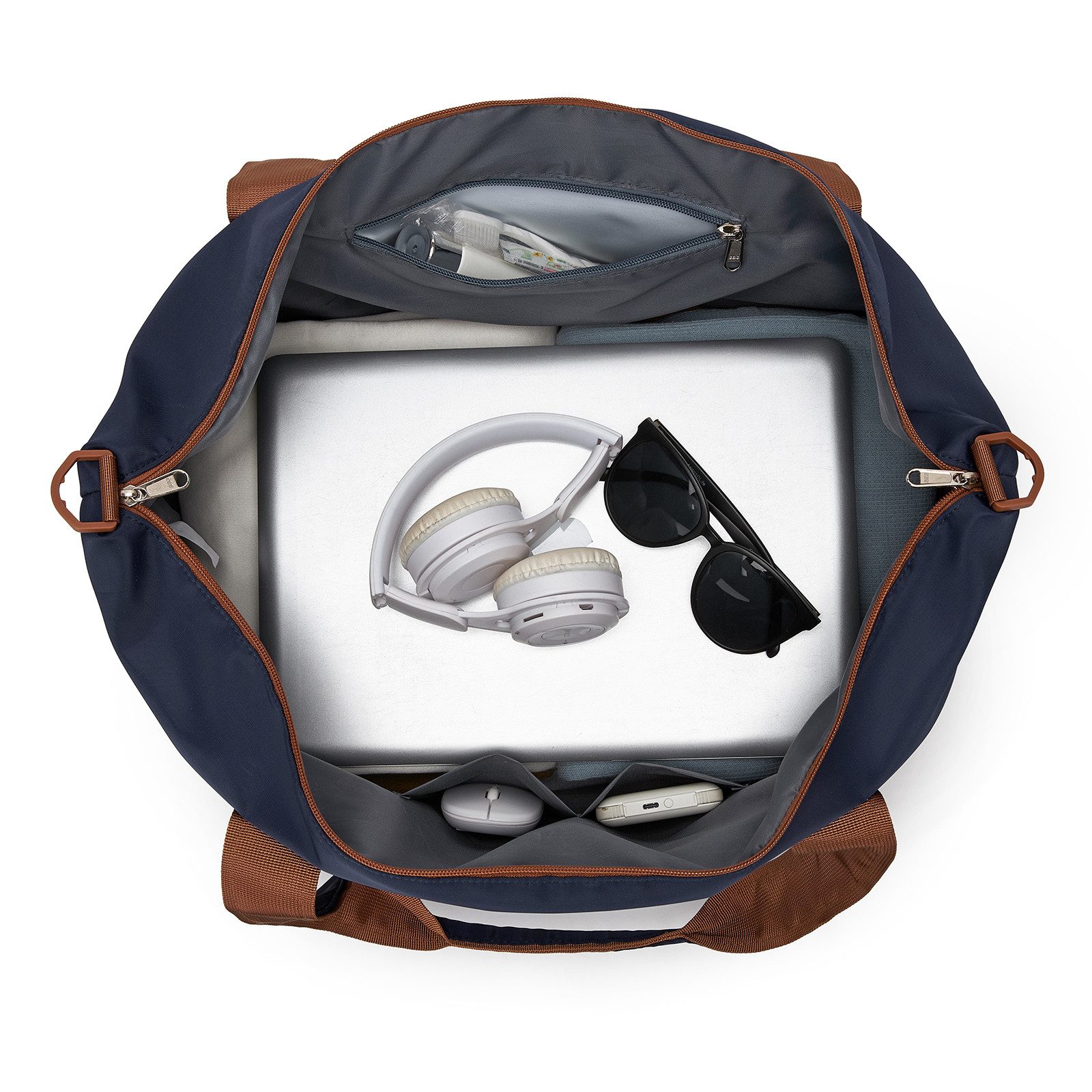 KONO Reisetasche Set mit Kosmetiktasche, 45×36×20cm Polyester Twill Handgepäck – Bild 4 von 5