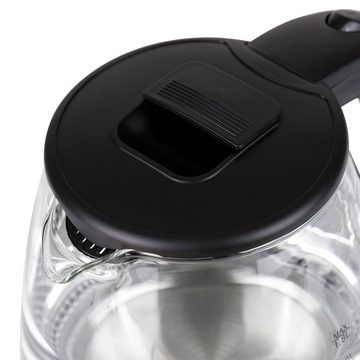 Sarcona Wasserkocher Wasserkocher Schwarz Glas LED Beleuchtung 1,8l 1800W WK10888, 1800,00 W, Glas, 1,8 Liter Fassungsvermögen