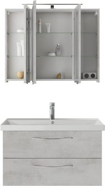 Saphir Badmöbel-Set Serie 4035 2-teilig, Keramikwaschtisch mit LED-Spiegelschrank, (Set), 90 cm breit, inkl. Türdämpfer, 2 Schubladen, 3 Türen, 6 Einlegeböden