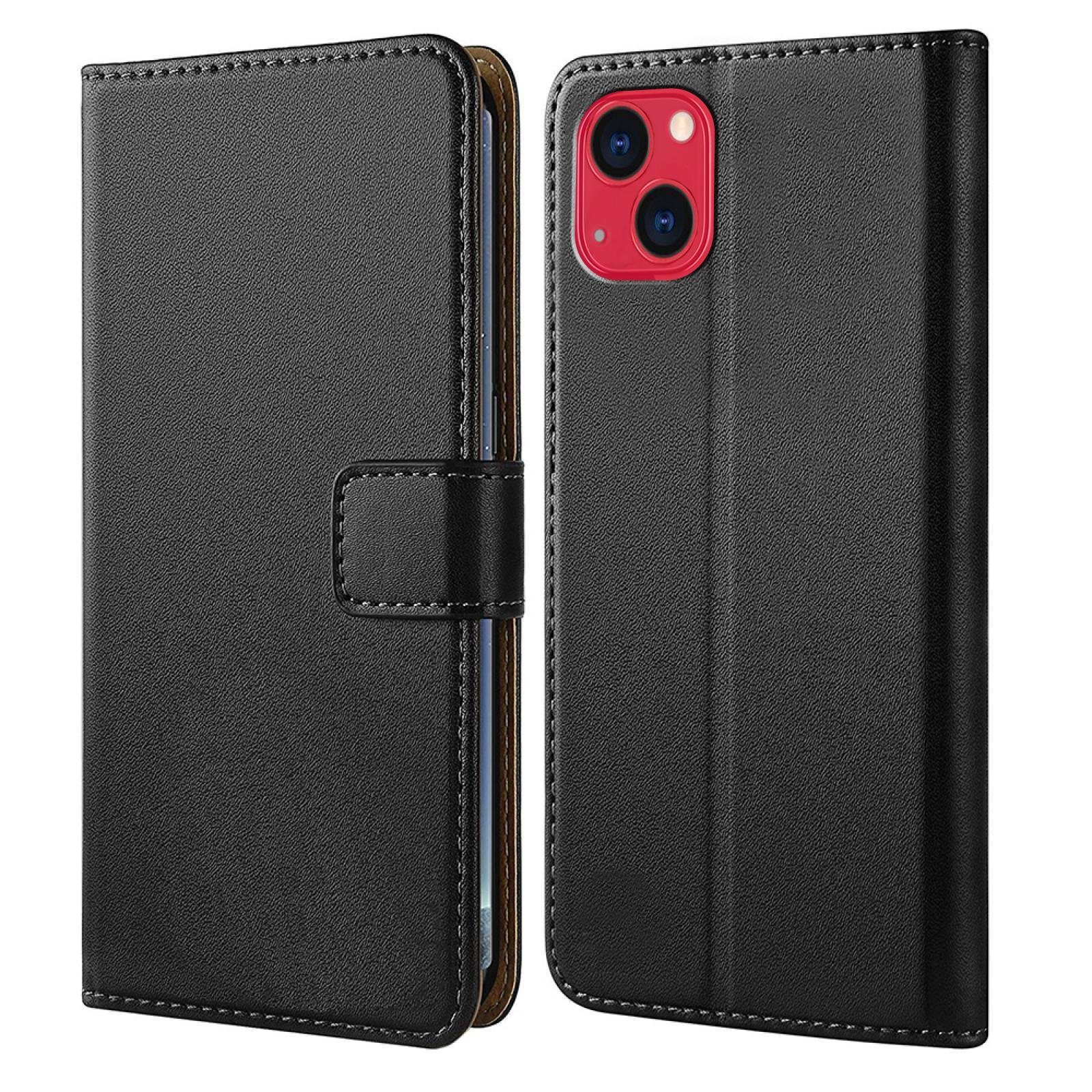 Numerva Handyhülle Bookstyle Etui Handytasche für Apple iPhone 14, Klapphülle Flip Cover Schwarz
