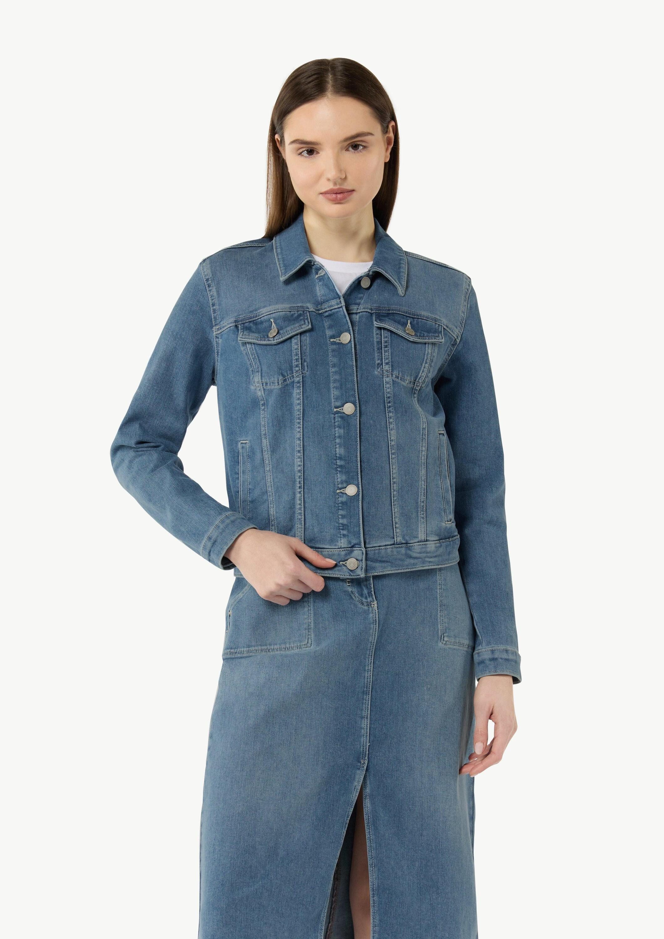 comma Funktionsjacke Indoor-Jacke Jeansjacke aus Baumwollmix