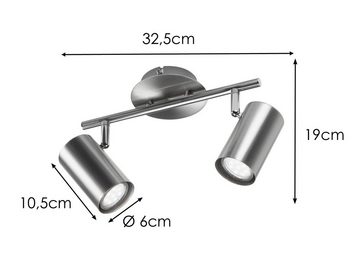 meineWunschleuchte LED Deckenspot, LED wechselbar, Warmweiß, mehrflammig, schwenkbar in Silber Flur-Lampe Decke für Treppenhaus