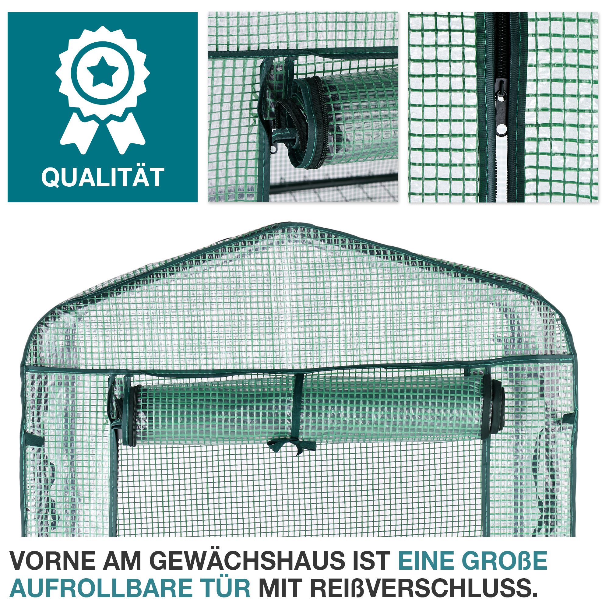 TOM Foliengewächshaus 140g/m² Gitterschutzfolie, BxTxH: 69 x 49 x 126 cm, 0,4 mm Wandstärke, 0,4mm Stahl