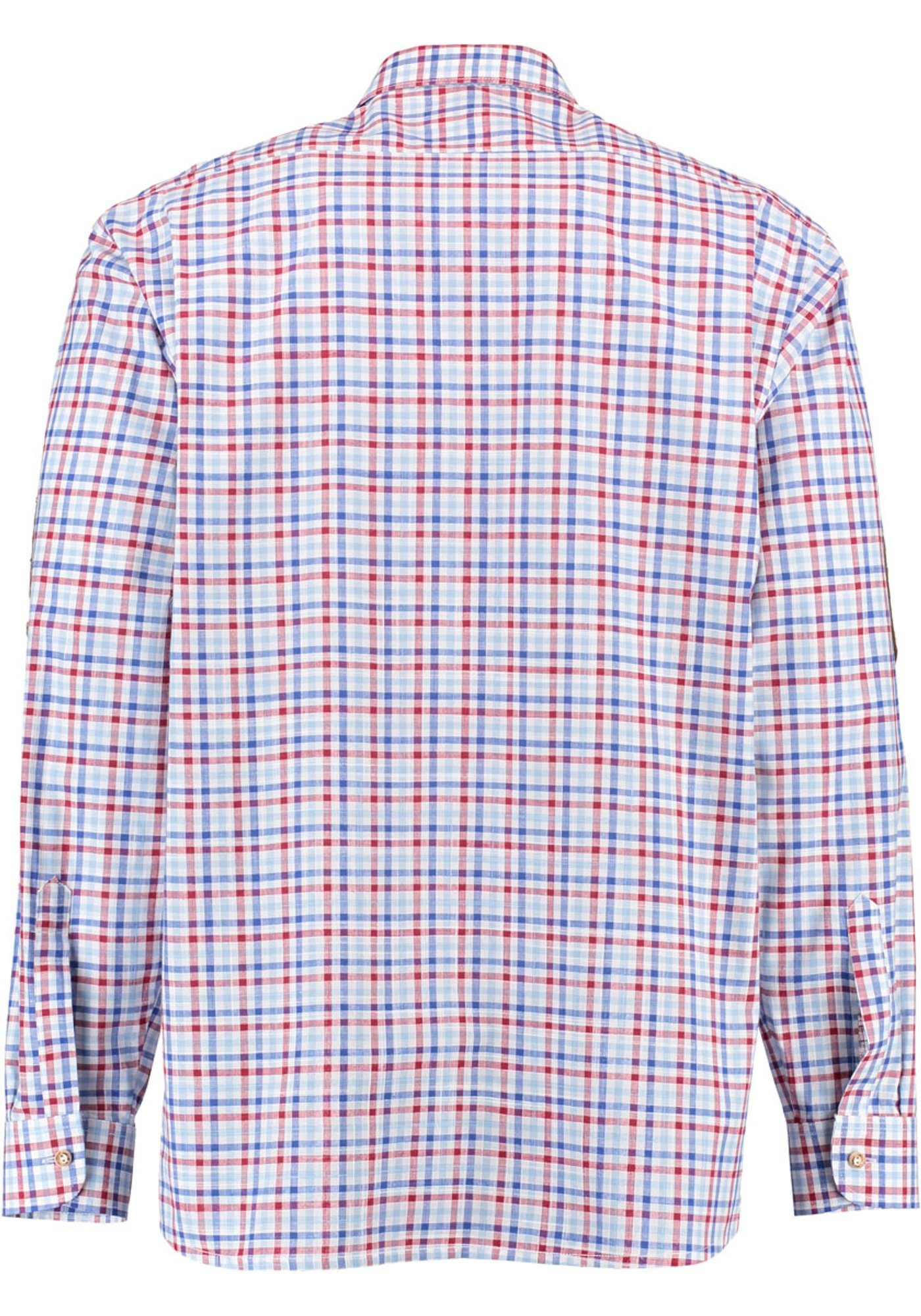 Paspeltasche Trachtenhemd Langarmhemd Herren mit Knopf mittelrot mit Ployos OS-Trachten