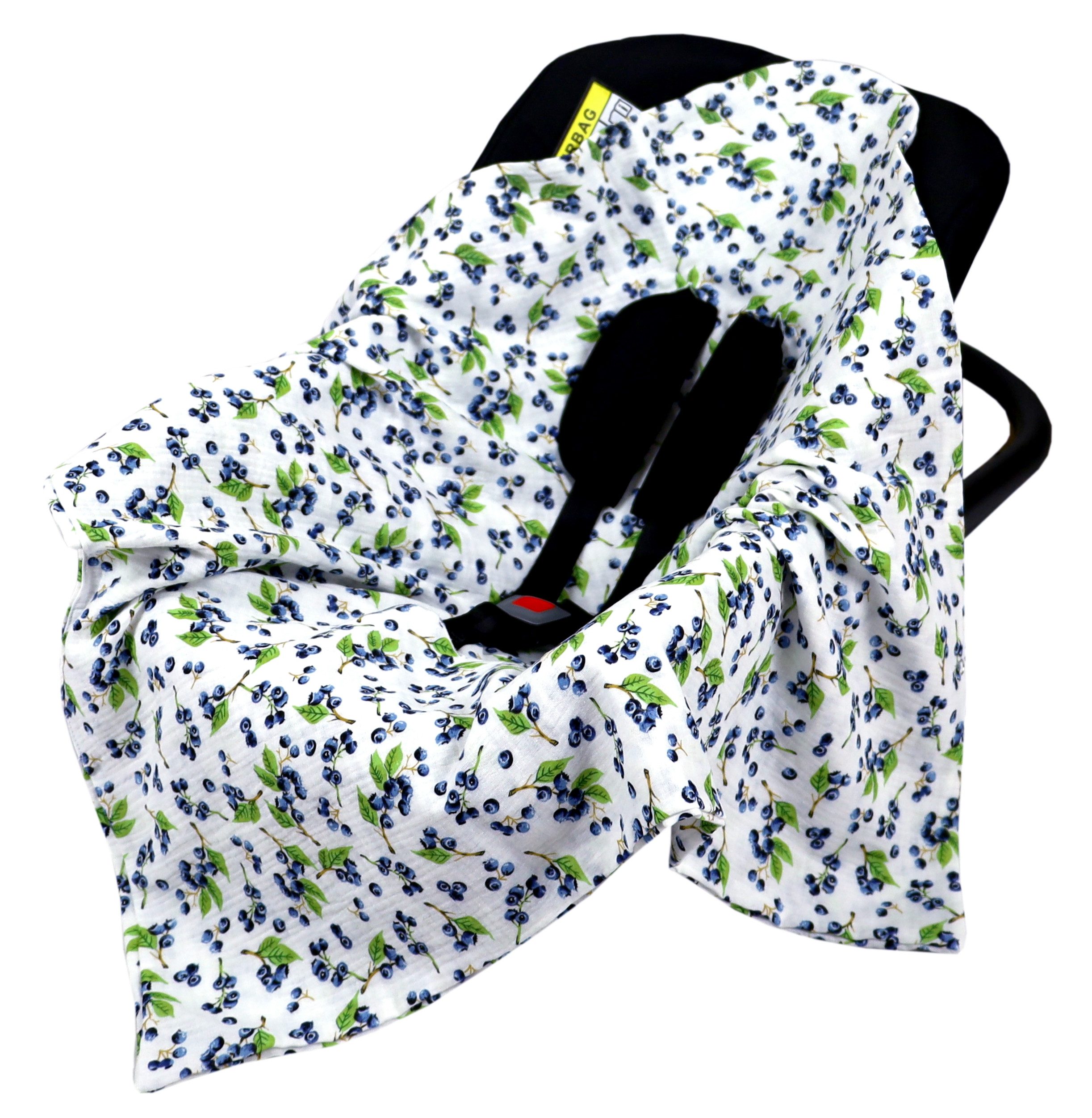 BabyLux Babyschale Einschlagdecke Babyschale Autositz Babydecke 80x80 cm aus Musselin, D11_Blaubeere_80x80