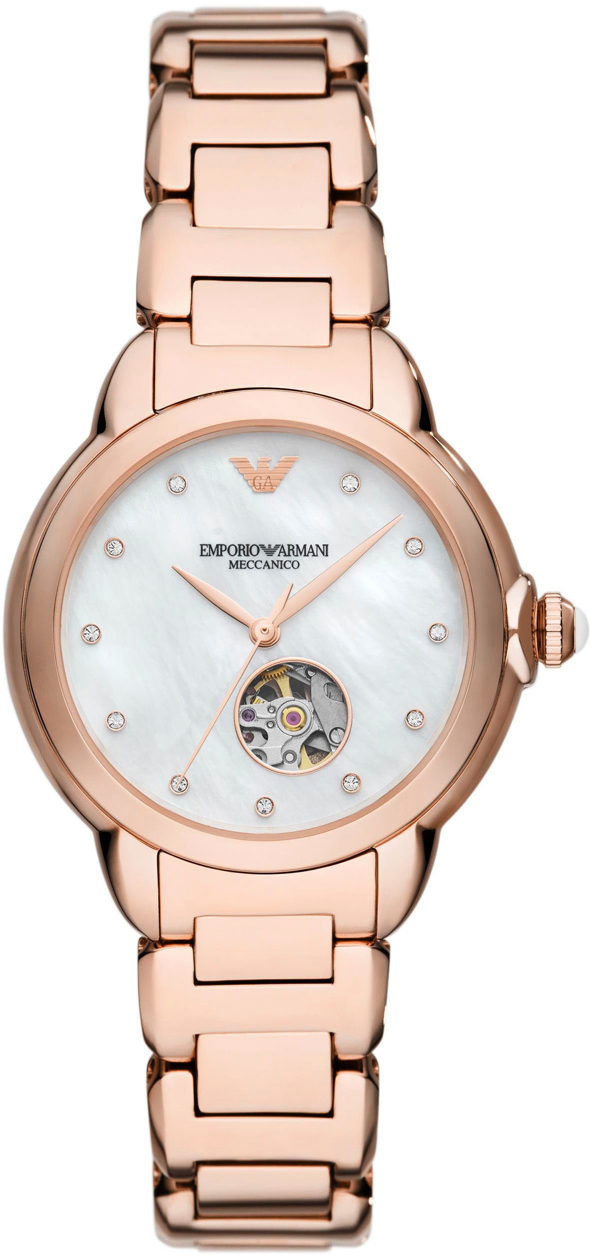 Emporio Armani Automatikuhr AR60072, Armbanduhr, Mechanische Uhr, Damenuhr, analog