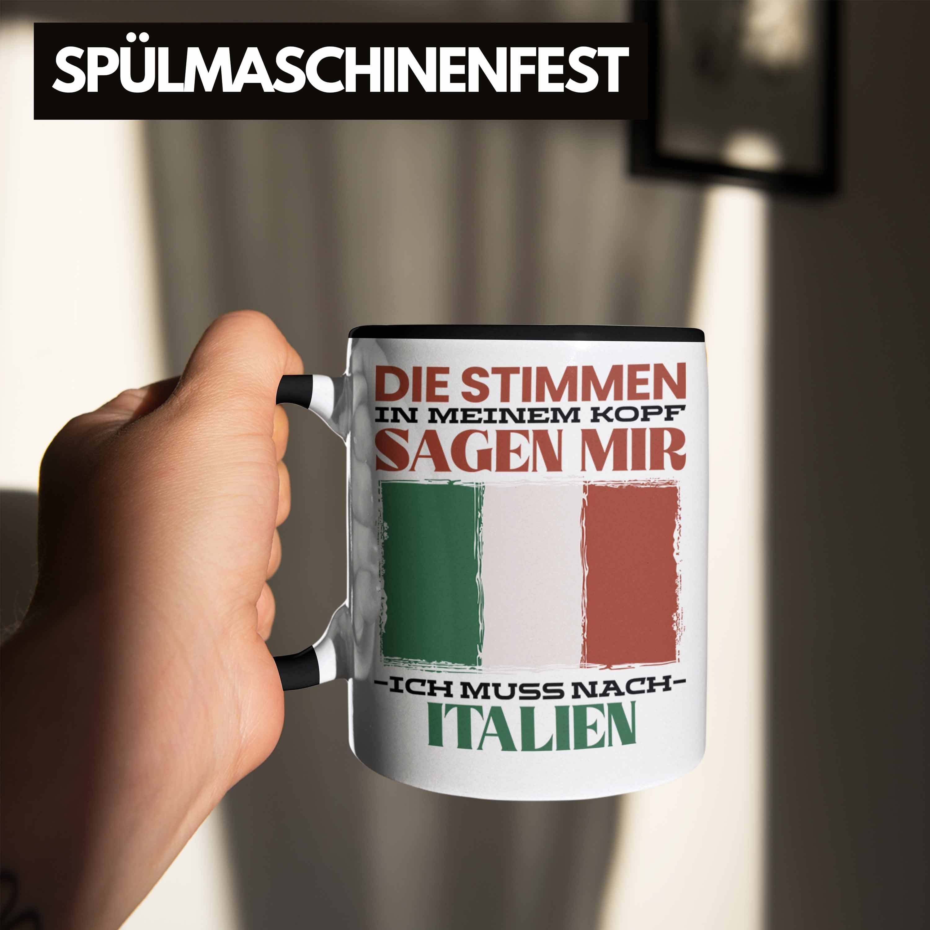 Schwarz Geschenkidee Italien Geschenk Tasse Tasse Italiener Heimat Spruch Urlaub Trendation