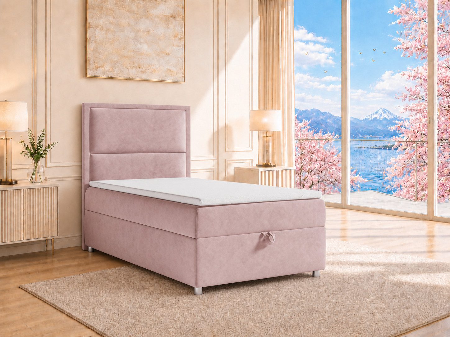 Best for Home Boxspringbett K-11 SINGLE mit Bettkasten, Bonellfederkern, Komfort Topper H3 (Hotelbett, Einzelbett, Kinderbett, Juniorbett, 5-St., 70x200 80x200 90x200 100x200 cm), Einzelbett mit integriertem Stauraum, gepolstertem Kopfteil