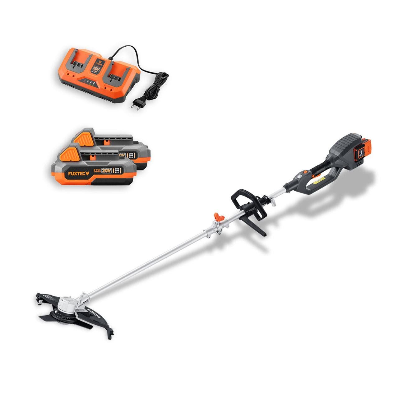 FUXTEC Akku-Motorsense FX-E2MSSET, 35 cm Arbeitsbreite Messer, 2x20V, inkl. Akku & Ladegerät,10Kg, 35 cm Arbeitsbereich