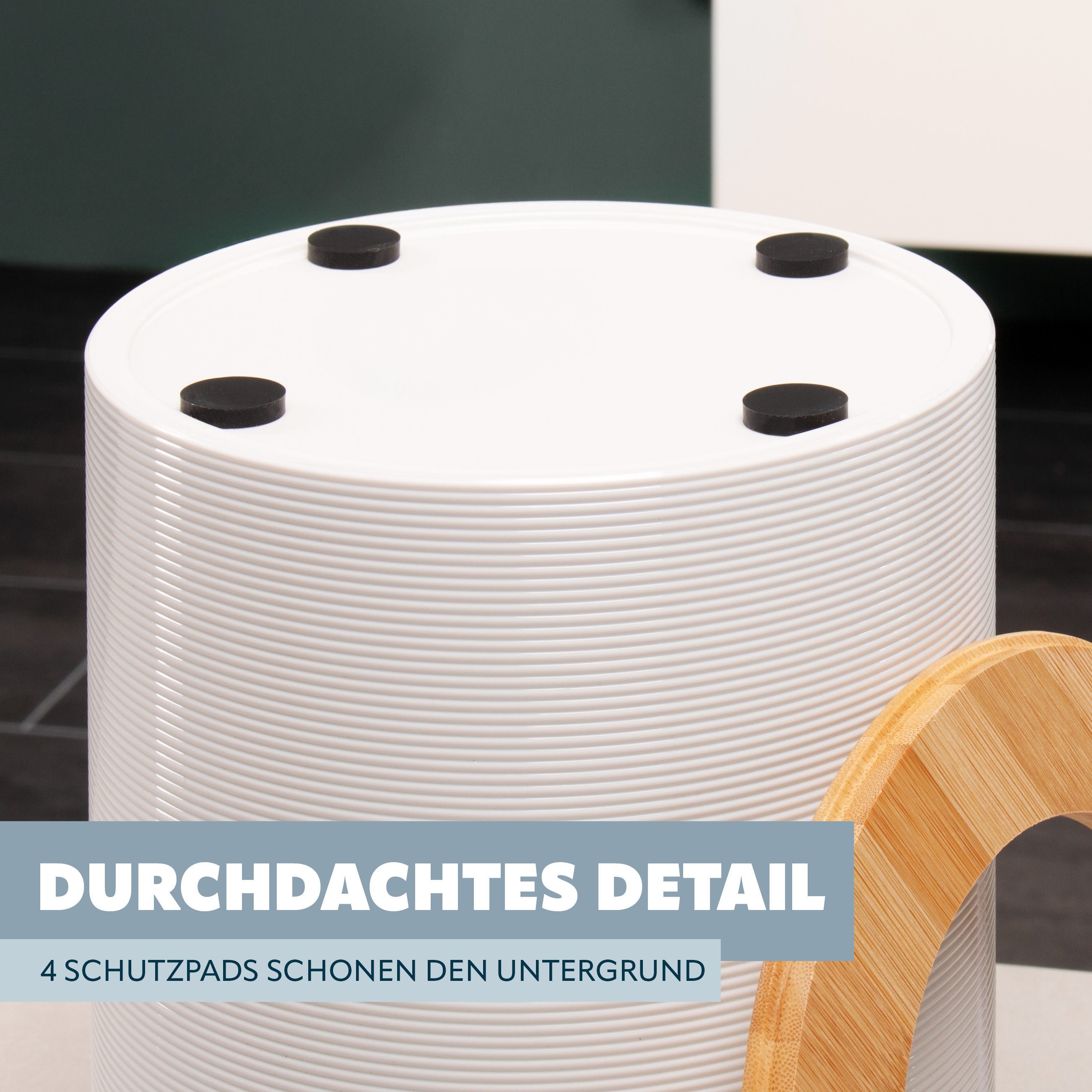 bremermann Kosmetikeimer Kosmetikeimer SEGNO aus Bambus und Kunststoff, Abfalleimer, 5,5 L – Bild 4 von 5