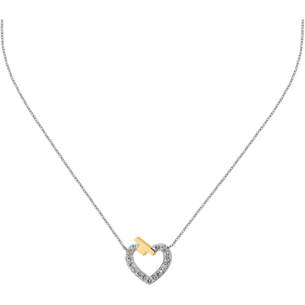 Trussardi Kette mit Einhänger T-Logo Zirkon Stahl Halskette TJAXC44 (Kette, Anhänger)