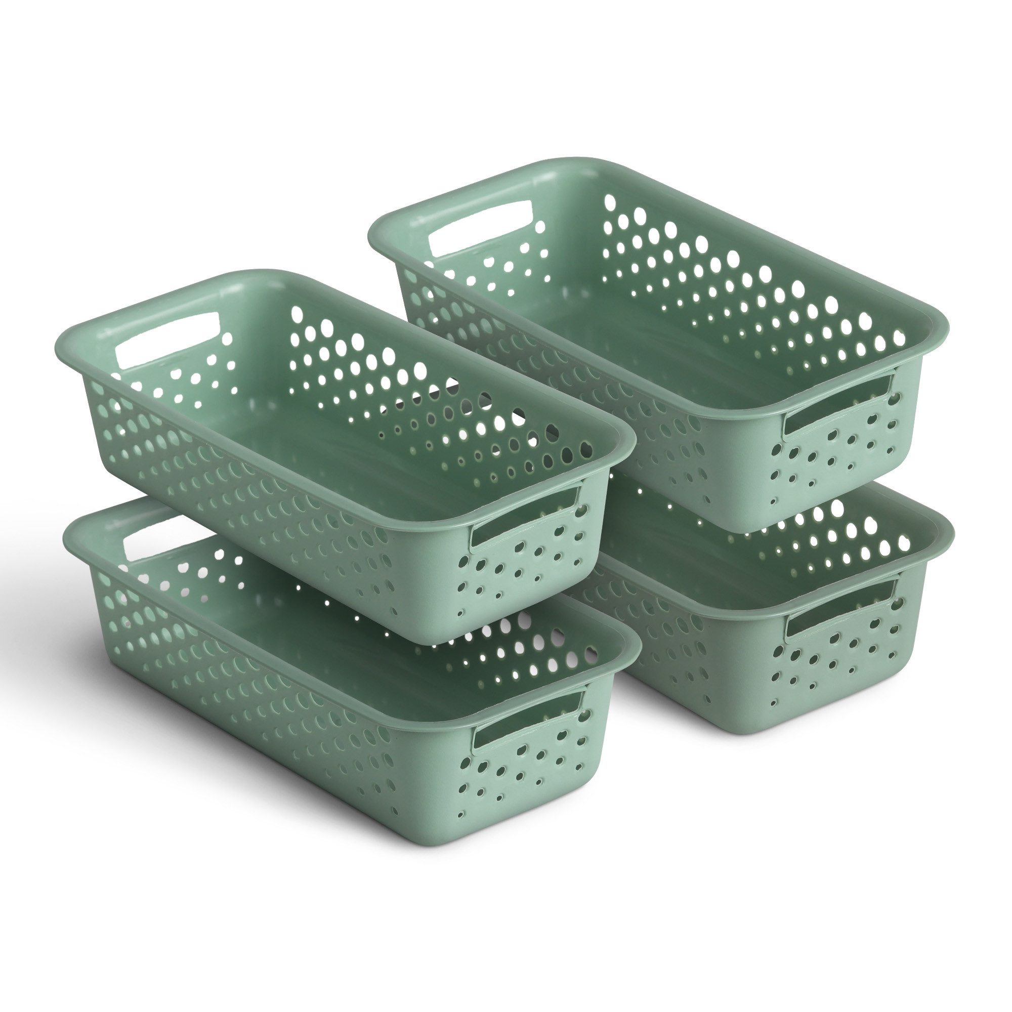Pro Home Aufbewahrungskorb Modularer Kunststoffkorb Kunststoff Box (4 St), Aufbewahrungsbox mit Griffen - BPA-Frei - Organizer Körbchen Bad Küche