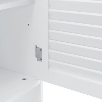 COSTWAY Badregal, Toilettenregal mit Doppeltür & verstellbarer Ablage, Weiß