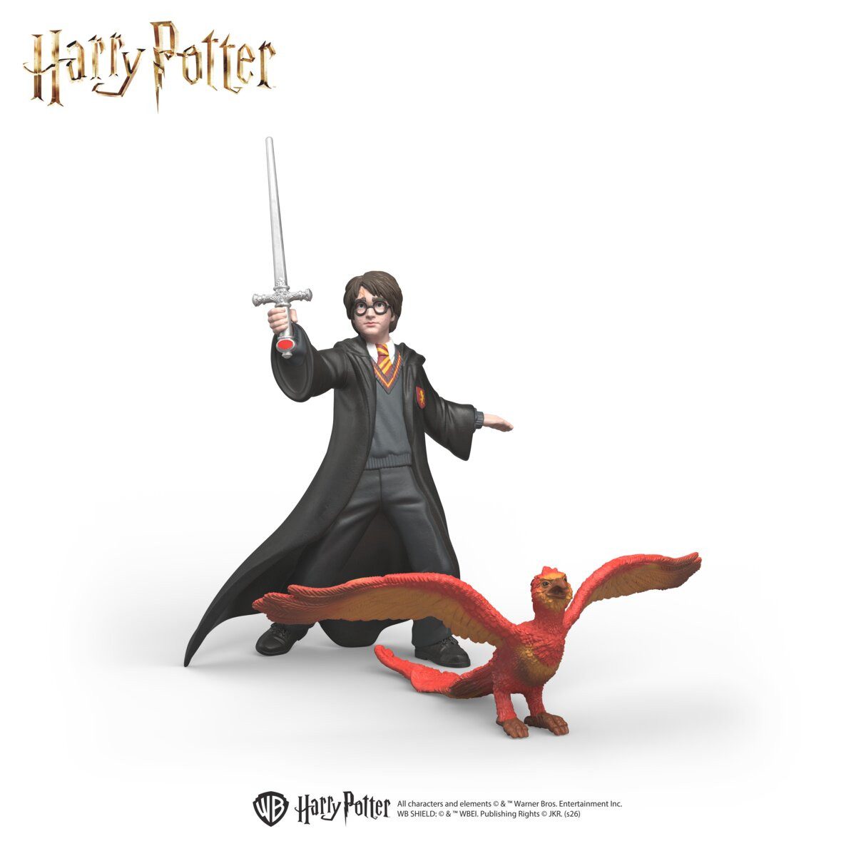 Schleich® Spielfigur HARRY POTTER™, Harry & Fawkes™ mit Schwert (14994), (3-tlg)