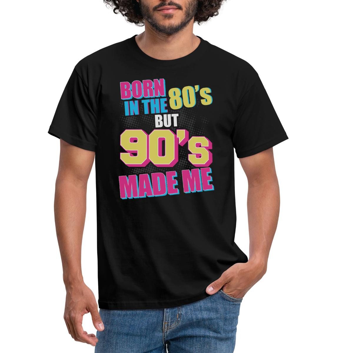 Spreadshirt T-Shirt Born In 80's But 90's Made Me Fasching Retro Männer T-S günstig online kaufen