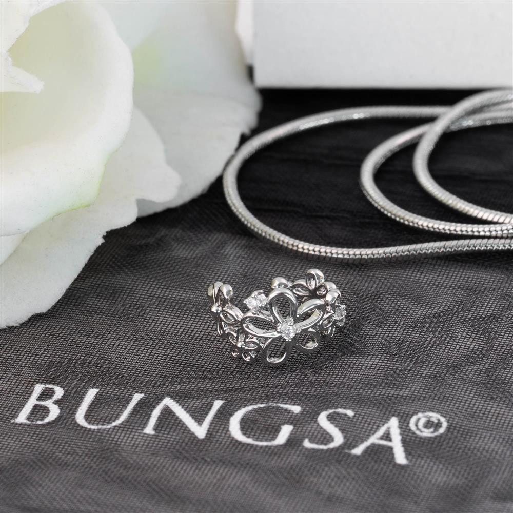 BUNGSA Ohrklemme Ohrklemme Blume silber aus Messing für Damen (1 Stück, 1-tlg), Ohrschmuck Ohrringe