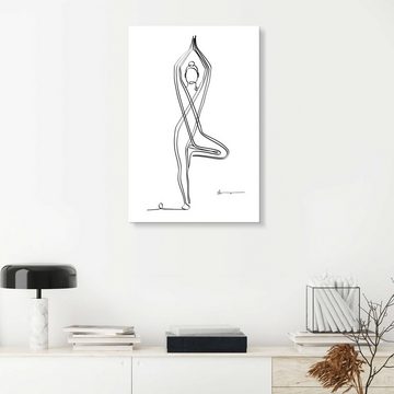 Posterlounge Alu-Dibond-Druck Yoga In Art, Baum Pose (Vriksasana) I, Fitnessraum Minimalistisch Grafikdesign