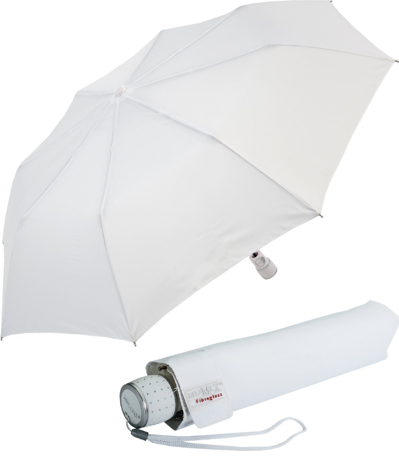 Impliva Taschenregenschirm miniMAX® mit Auf-Automatik windsicher uni, der zuverlässige Begleiter weiß