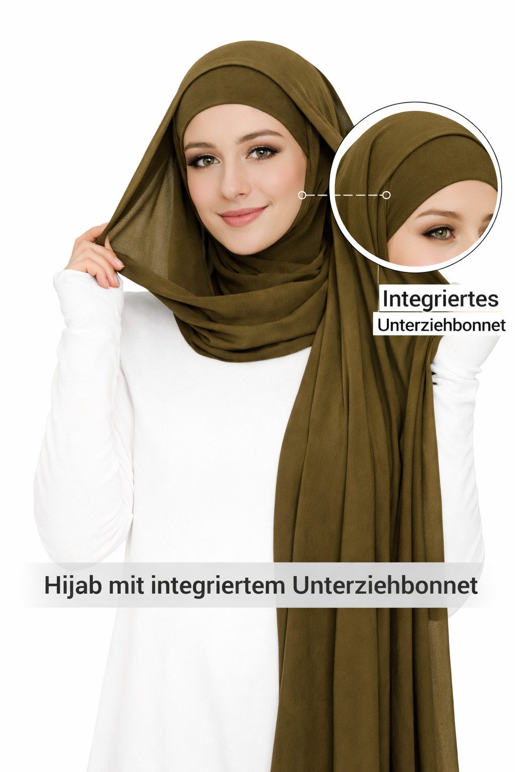 Aymasal Hijab 2 in1 Chiffon Hijab mit integriertem Unterkopftuch Bone Islam Kopftuch (Einzeln, Einzelartikel) Kopftuch 2 in 1 Chiffon Hijab mit integriertem Unterkopftuch