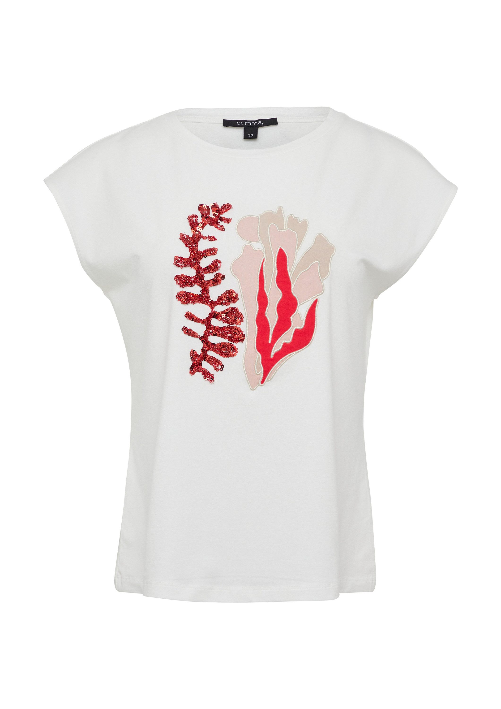 comma Kurzarmshirt T-Shirt Jersey-T-Shirt mit Pailletten günstig online kaufen