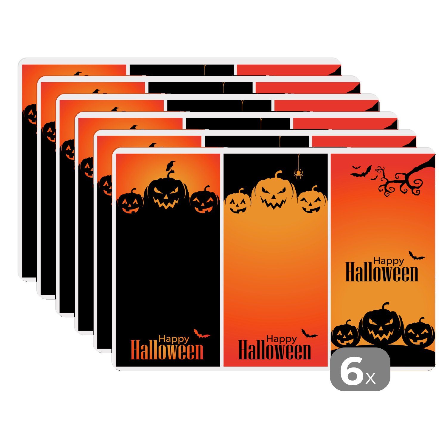 Platzset, Eine Illustration von Halloween Platzdecken, Platzset, Tischmatten, Schmutzabweisend in (6-St), Teilen, Platzmatte, drei MuchoWow