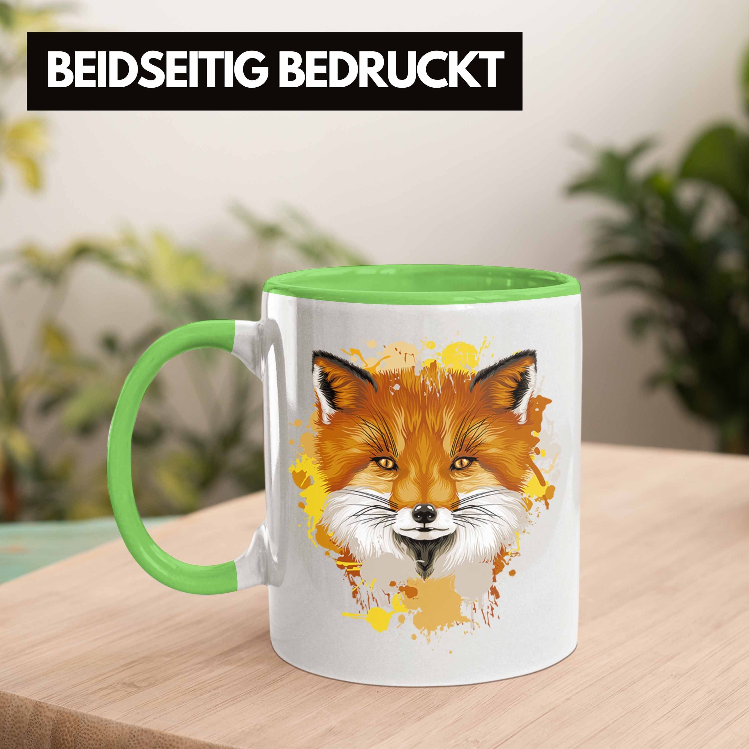 Fux Grafik Tasse Fuchs Grün Tiere Trendation Geschenk