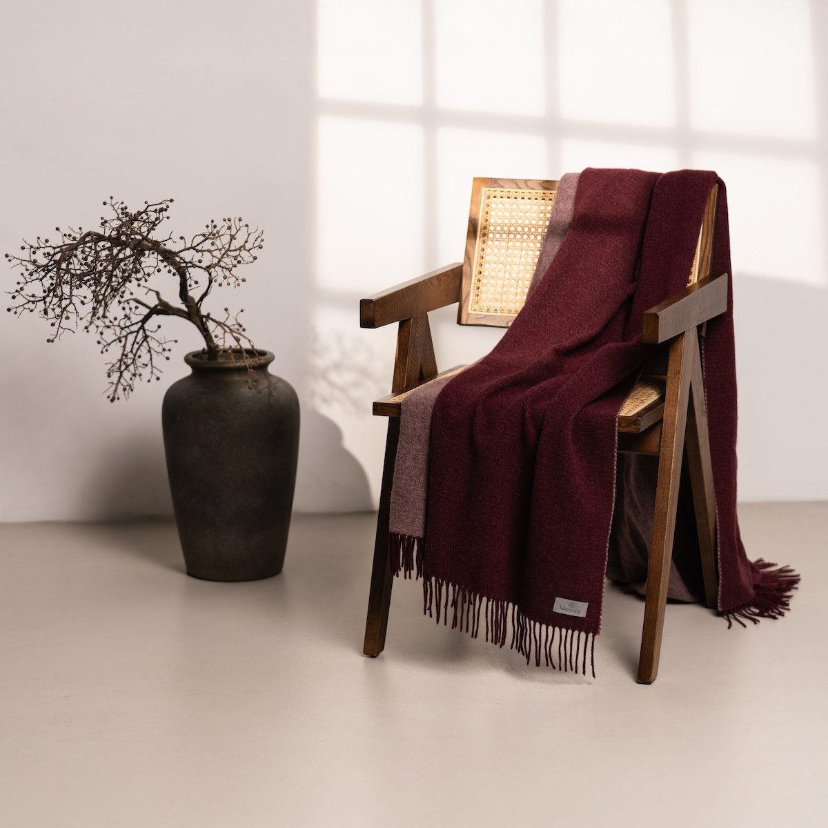 Wolldecke Schafwolle Kaschmir Sofadecke 150x200 cm, LuxeCosy GmbH, 80% Schurwolle / 20% Kaschmir, Kuscheldecke Made in Italy, Wohndecke