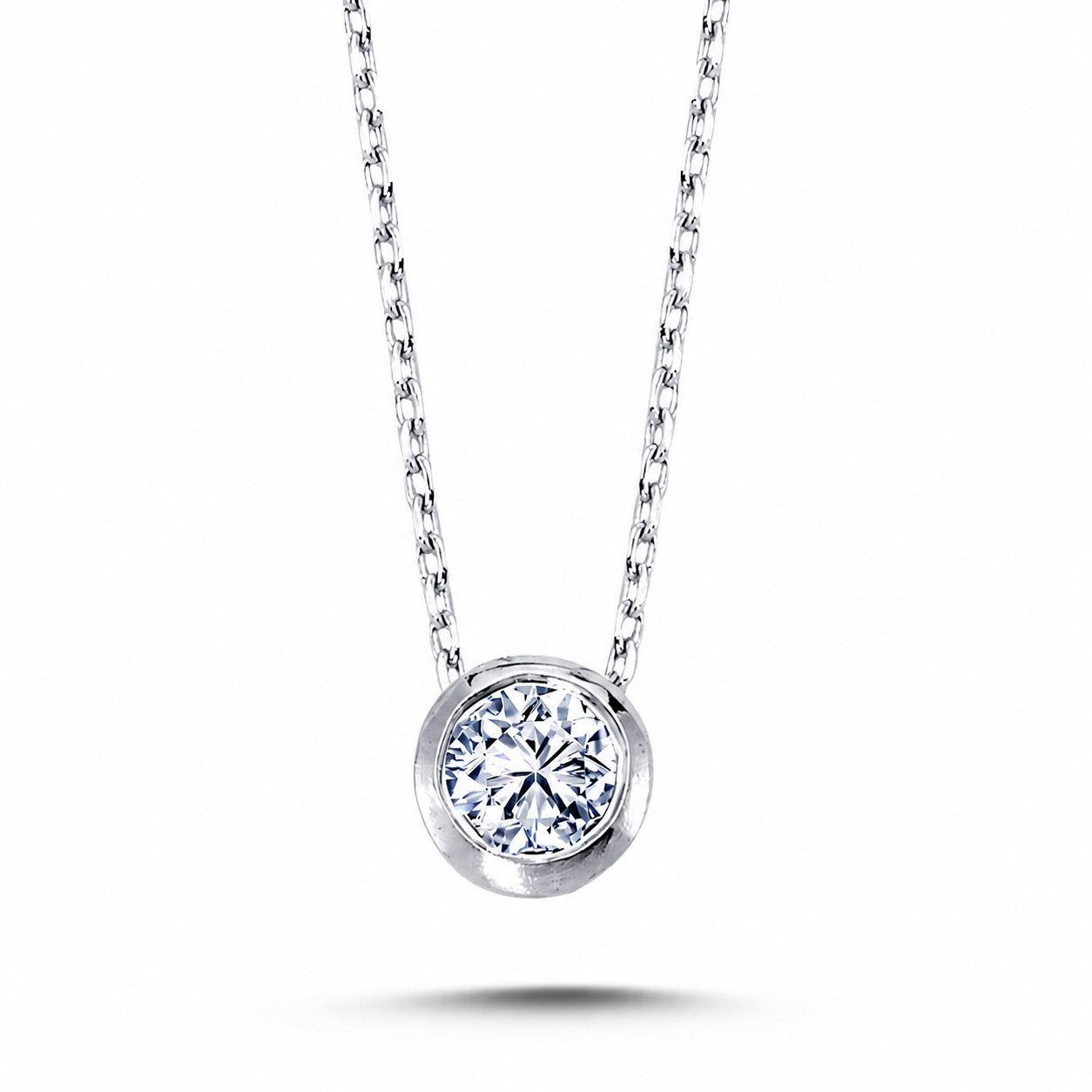 EinStein Diamant Goldkette 0,20 Carat Diamant Solitär Collier 14 Karat Weißgold