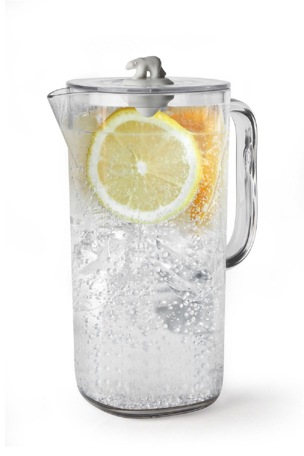 Qualy Design Wasserkaraffe Polar Bär Wasserkrug mit Deckel, (Eisbär, 1-tlg., Kunststoff, transparent), für ca. 1,8 Liter