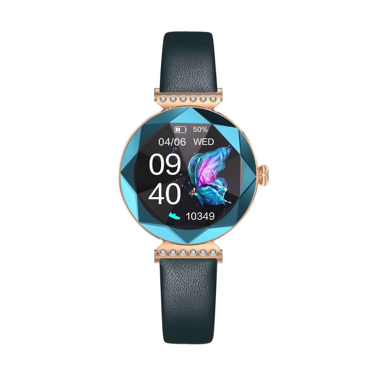 Nanway N520 elegante Damen Smartwatch (1,09 Zoll), mit schönen Steinchen  versehen
