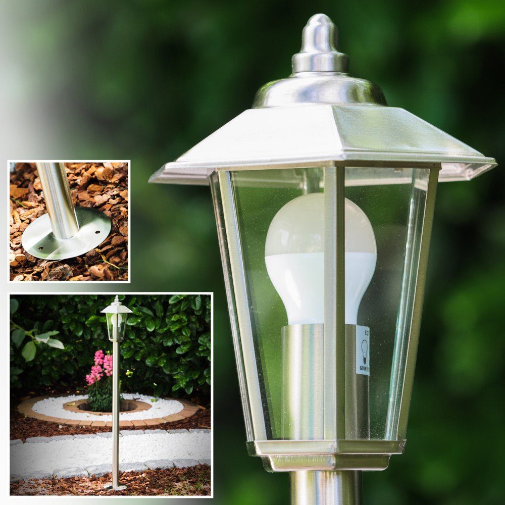 hofstein Pollerleuchte »Vado« moderne Leuchtmittel, 105cm, Gartenbeleuchtung IP44 E27, Gartenlampe Edelstahl Außenleuchte mit Echtglas-Scheiben, ohne und aus Wegeleuchte