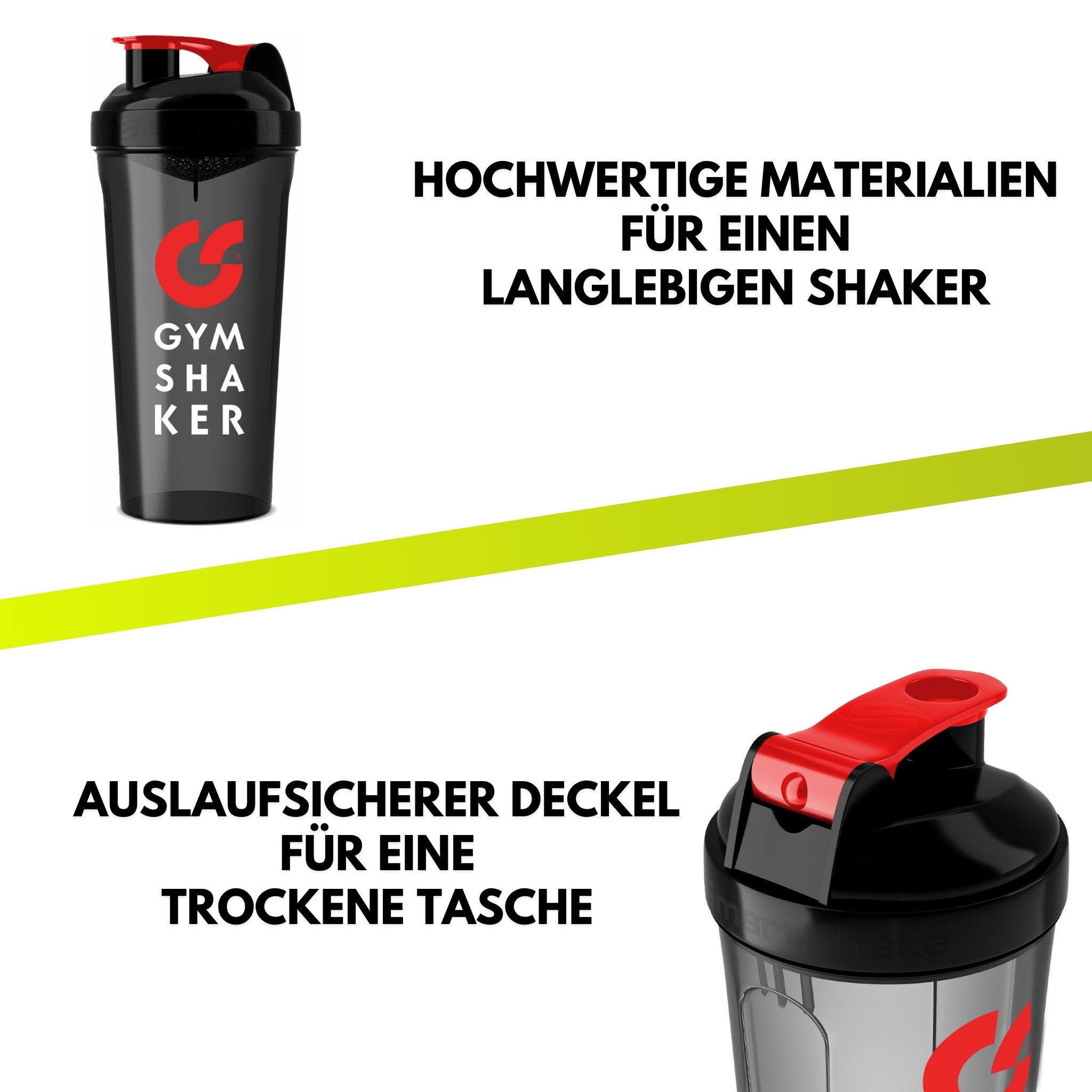 GYMSHAKER Protein Shaker 3er Pack Trinkflasche für Bodybuilding, Gym Equipment & Muskelaufbau, (Spar-Set, 3-tlg., Premium Protein Shaker), Auslaufsicher, Spülma – Bild 4 von 5