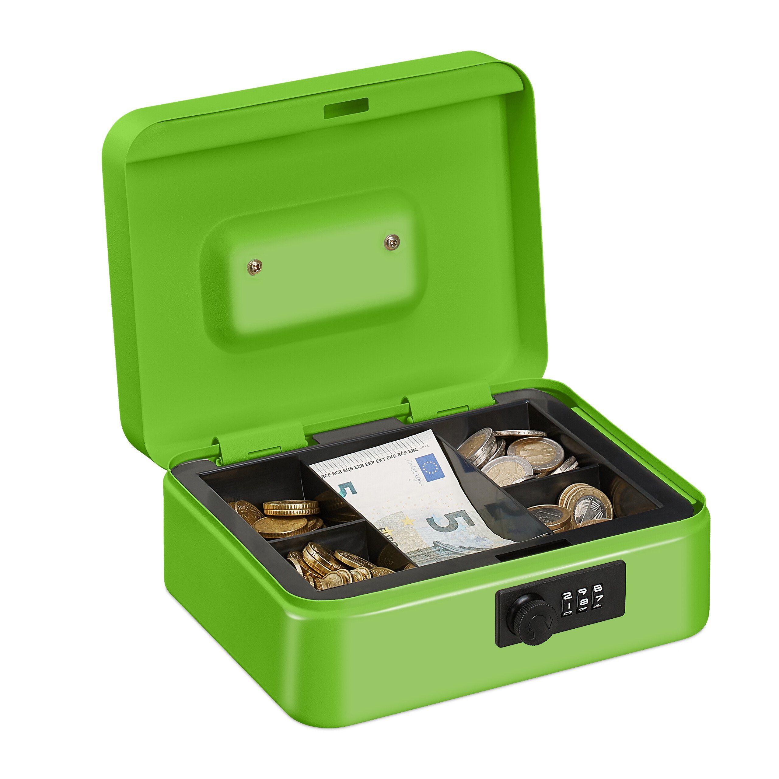 relaxdays Geldkassette mit Zahlenkombinatio, grün