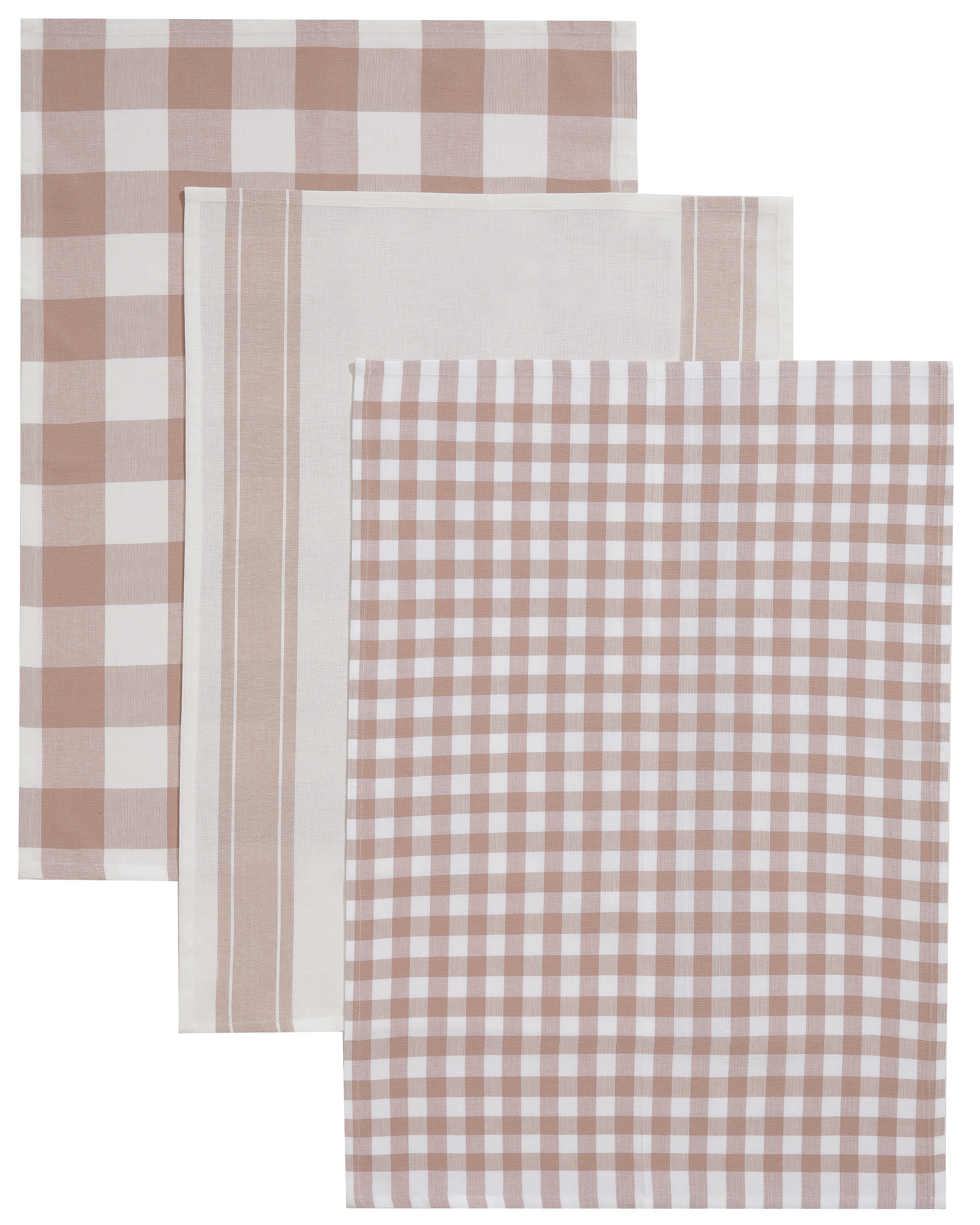 OTTO home Geschirrtuch Ravven, (Set, 3-tlg., 3er Set), 100 % Baumwolle, 65 × 50 cm, 3er-Set, Farbauswahl, Karo, Streifen