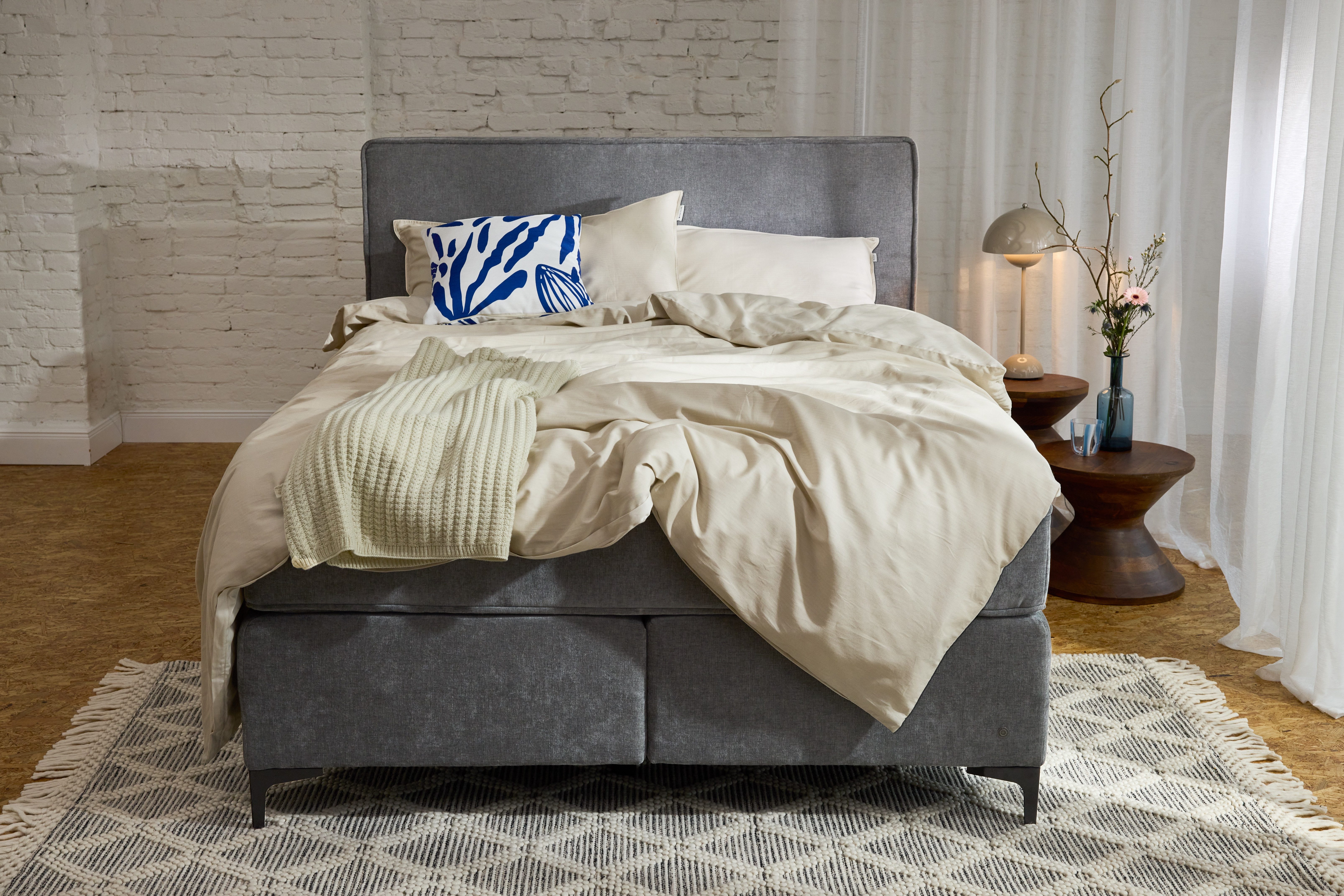 TOM TAILOR HOME Boxspringbett MODERN BOX – klassisch-modernes Boxspringbett mit zwei Kopfteilen, in vielen schönen Stoffen