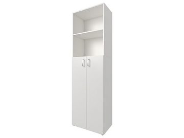 möbelando Aktenschrank Trio 32 zeitloser Beistellschrank aus Spanplatte in weiß mit 3 höhenverstellbaren Einlegeböden. Breite 57 cm, Höhe 190 cm, Tiefe 34,5 cm - Made in Germany