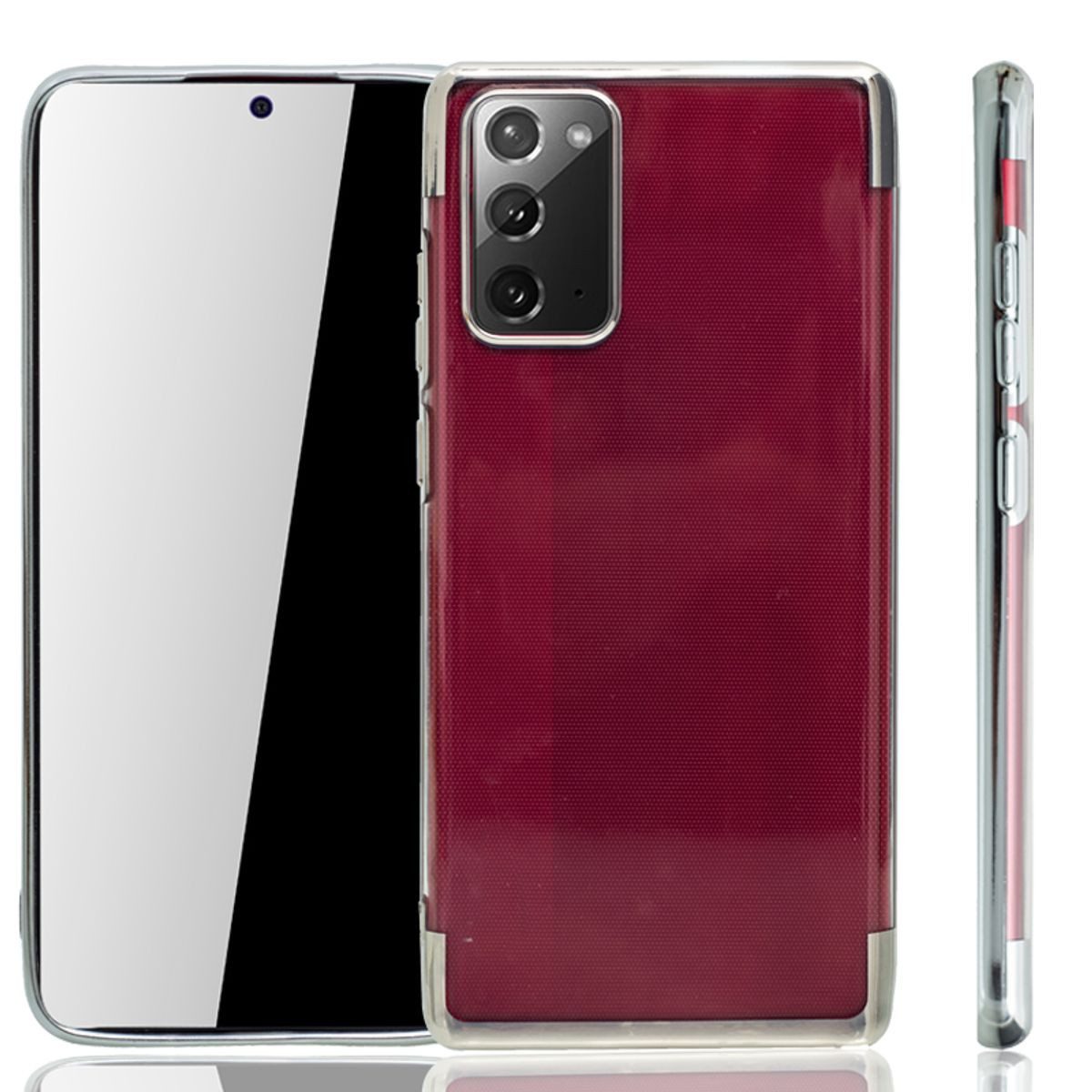 König Design Handyhülle Samsung Galaxy Note 20, Samsung Galaxy Note 20 Handyhülle Bumper Backcover Silber